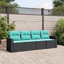 Garden Sofa Set Black PE