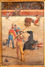 "Scena di corrida". Olio su
