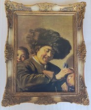 Quadro Cornice Barocco Dipinto Ragazzi con boccale di birra, Stampa di Carta