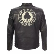 Giacca Triumph Braddan da uomo Ace Cafe Racer in vera pelle da motociclista da corsa