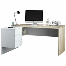 Scrivania con Cassettiera e Ripiano (145 x 108 x 73 cm) - Bianco Artik...