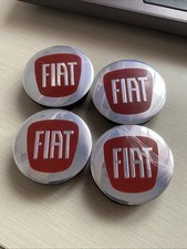 4 Tappi Coprimozzo FIAT con Logo rosso Cerchi in Lega 50mm kit 4 pezzi
