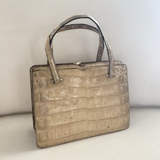 Borsa a mano cocco beige giallo crocodile shoulder bag creme beige Vintage ‘60s