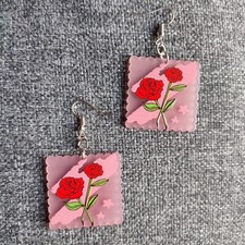 ORECCHINI FIORI RAGAZZA PENDENTI ACCESSORI MODA IDEA REGALO STILE DONNA ECC