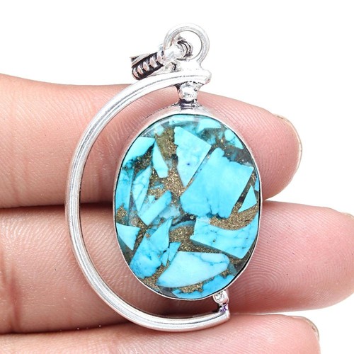 Collana blu rame turchese