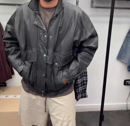 Giacca uomo pelle - nera, bomber