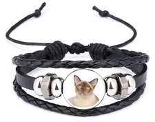 Burmese Cat Pet Black Leather