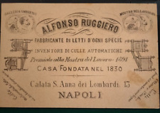1901 NAPOLI PUBBLICITA' ALFONSO RUGGIERO FABBRICANTE DI LETTI CULLE AUTOMATICHE