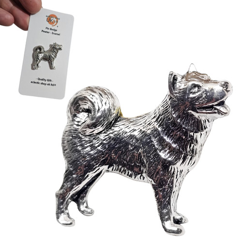 Husky pin badge - husky, peltro