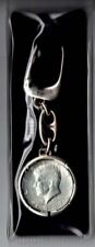 PORTACHIAVI in metallo bianco con Mezzo Dollaro d'argento 1967 "Kennedy"