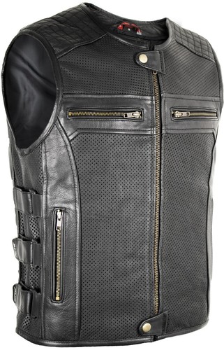 Gilet pelle con - pelle, cerniera
