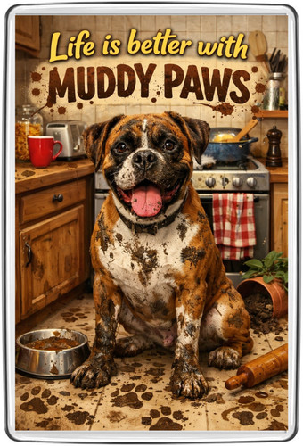 Funny muddy boxer dog fridge - muddy,