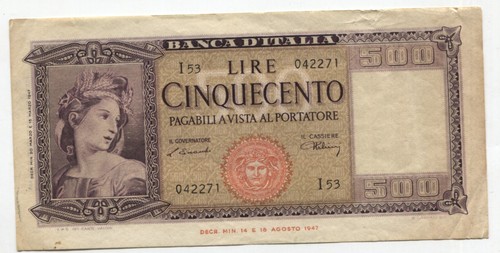 Italy 1947 500 lire banknote - italy,