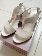 Scarpe aperte donna Sandali Bianchi Grigi Tacco Medio Comodo Decoltè numero 36