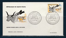 Haute Volta enveloppe 1er jour campagne contre la peste bovine   1966