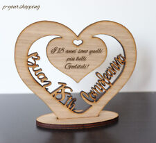 cuore con base con dedica per 18 anni in legno cake topper compleanno con frase