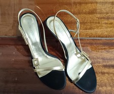 BELLISSIMO SANDALO DONNA ITALO BALESTRI PELLE COLOR ORO TACCO CM 5 N.40 USATO