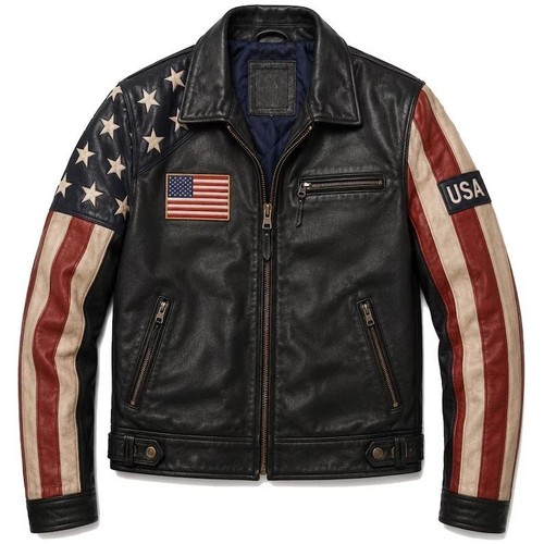 Giacca pelle uomo bandiera - , usa