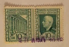 2 MARCA DA BOLLO-REGNO D'ITALIA-TITOLI AZIONARI-10 LIRE-1946 RARO