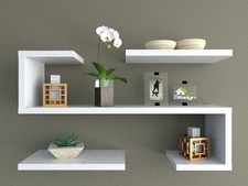 Set 3 Mensole Da Parete In Legno Design Bianco Nero Grigio Rovere Vari Colori