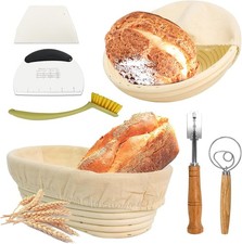 Cestino per Lievitazione Pane kit 2 cestini Rattan 23cm 25cm + accessori 14 pezz