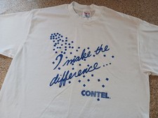 T-shirt vintage Contel Telecom Company tecnica anni 80 punto singolo made in USA bianca