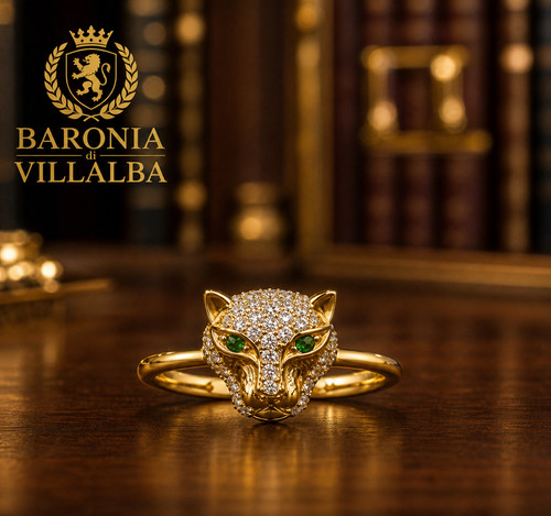 Anello pantera cocktail oro - pantera,