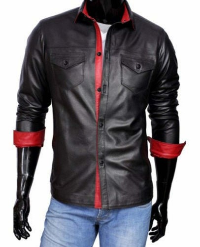 Camicia uomo pelle - pelle, nera