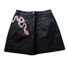 Painted Leather Mini Skirt -