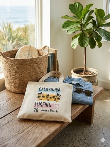 Beige canvas tote bag - beige,