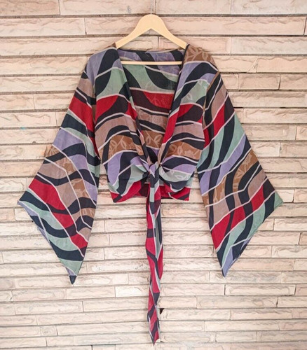 Crepe wrap top cravatta blusa - crepe,