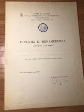 Diploma benemerenza protezione