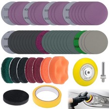 53 PZ Kit Restauro Fari Auto, Disco Levigatrice Trapano 3 Pollici con Sh da 1/4 di Pollice