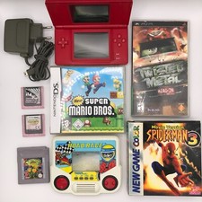 Nintendo DS Lite Bundle w/ Charger, Mario Bros. Game (New), Tiger Road Race, PSP
