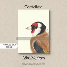 Painting Goldfinch Bird Quadro Uccelli Animali Cardellino - MiriamMancusoArt