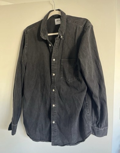Zara mens denim shirt - l, black
