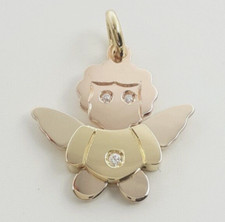 Ciondolo Angelo oro 18k diamanti Angioletto pendente snodato gioiello donna 750