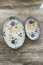 Set of 2 Plates Decorative Ceramic Floral Plates