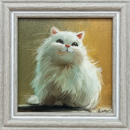 Soffice gatto bianco dipinto
