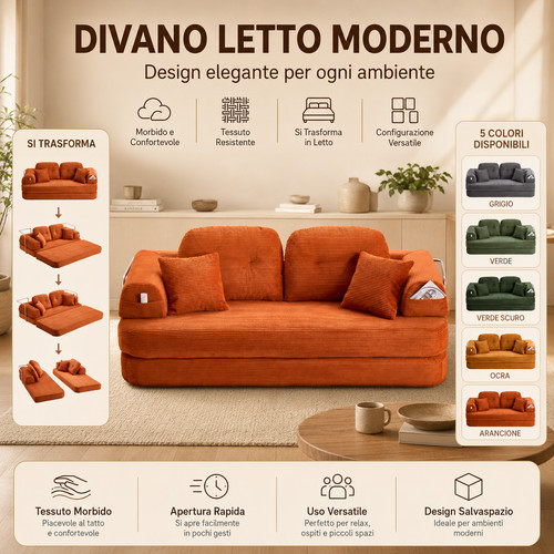 Divano letto pieghevole - pieghevole, 2