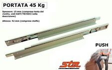 GUIDE SCORREVOLI a Sfera PUSH TO OPEN con STAFFE a L Portata 45kg Estraz. Totale