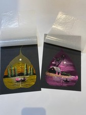 N. 2 dipinti  a mano su Foglia di Pipal Indiano cartoncino 25x17,5