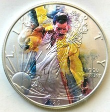 Freddie Mercury - American Silver Eagle 1 oz .999 edizione limitata Moneta dollaro argento