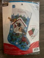 Bucilla CHRISTMAS BIRDS Winter Cardinals Birdhouse kit calza feltro 86944 NUOVO