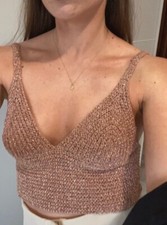 top trendy  cotone fatto a mano uncinetto taglia 2  cipria lurex made  italy 