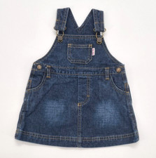 M&S abito jeans con spalline salopette per bambina taglia 74/80 (6-12 M) cotone