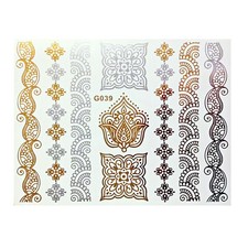 Flash Einmal Temporaneo Colla Tatuaggio Oro Argento 9teile Henna Bracciale G39
