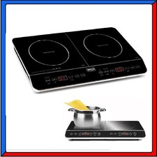 Piano Cottura Piastra a Induzione Doppia Portatile Fornello Elettrico 2 Fuochi