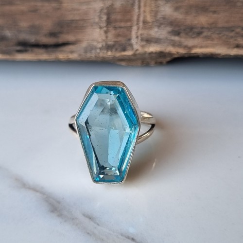 Anello topazio blu - , naturale