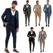 Abito Uomo Monopetto 3 Pezzi Completo Con Panciotto Elegante Vari Colori GIOSAL